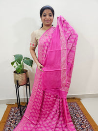 Modal Silk Saree Hand Block Prints - Pink