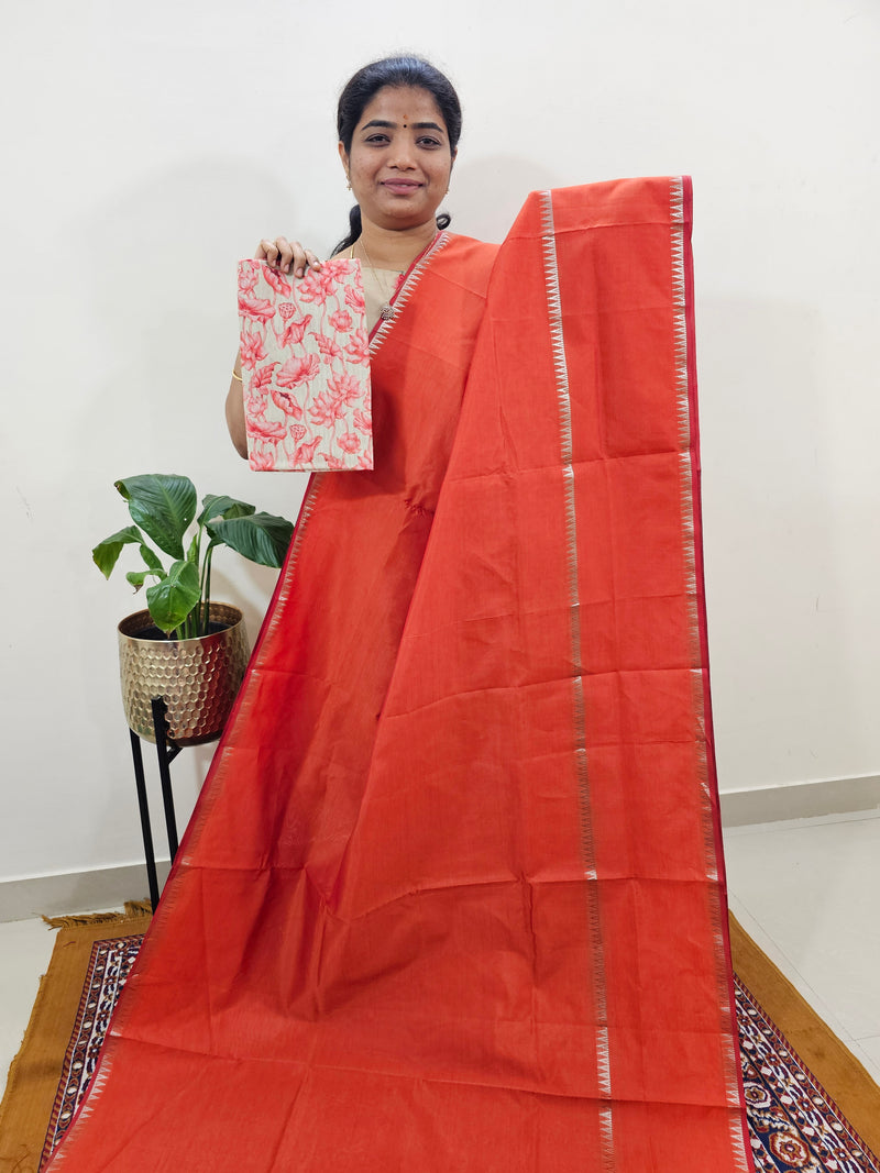 Mangalagiri Silk Cotton - Orangeb