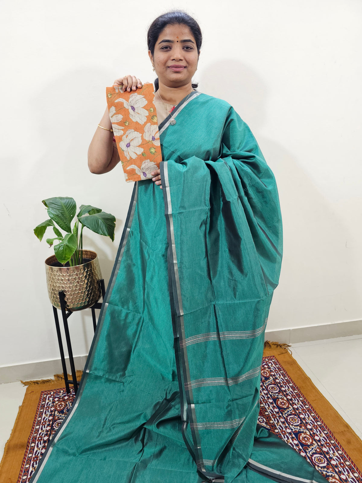 Mangalagiri Silk Cotton - Dark Sea Green
