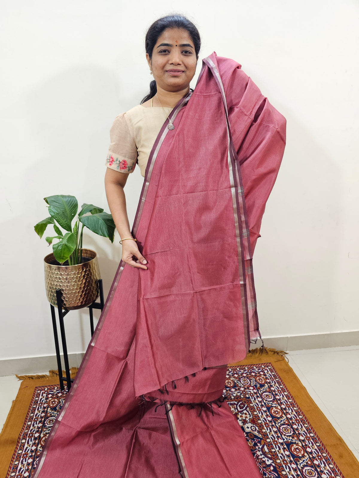 Mangalagiri Silk Cotton - Onion Pink