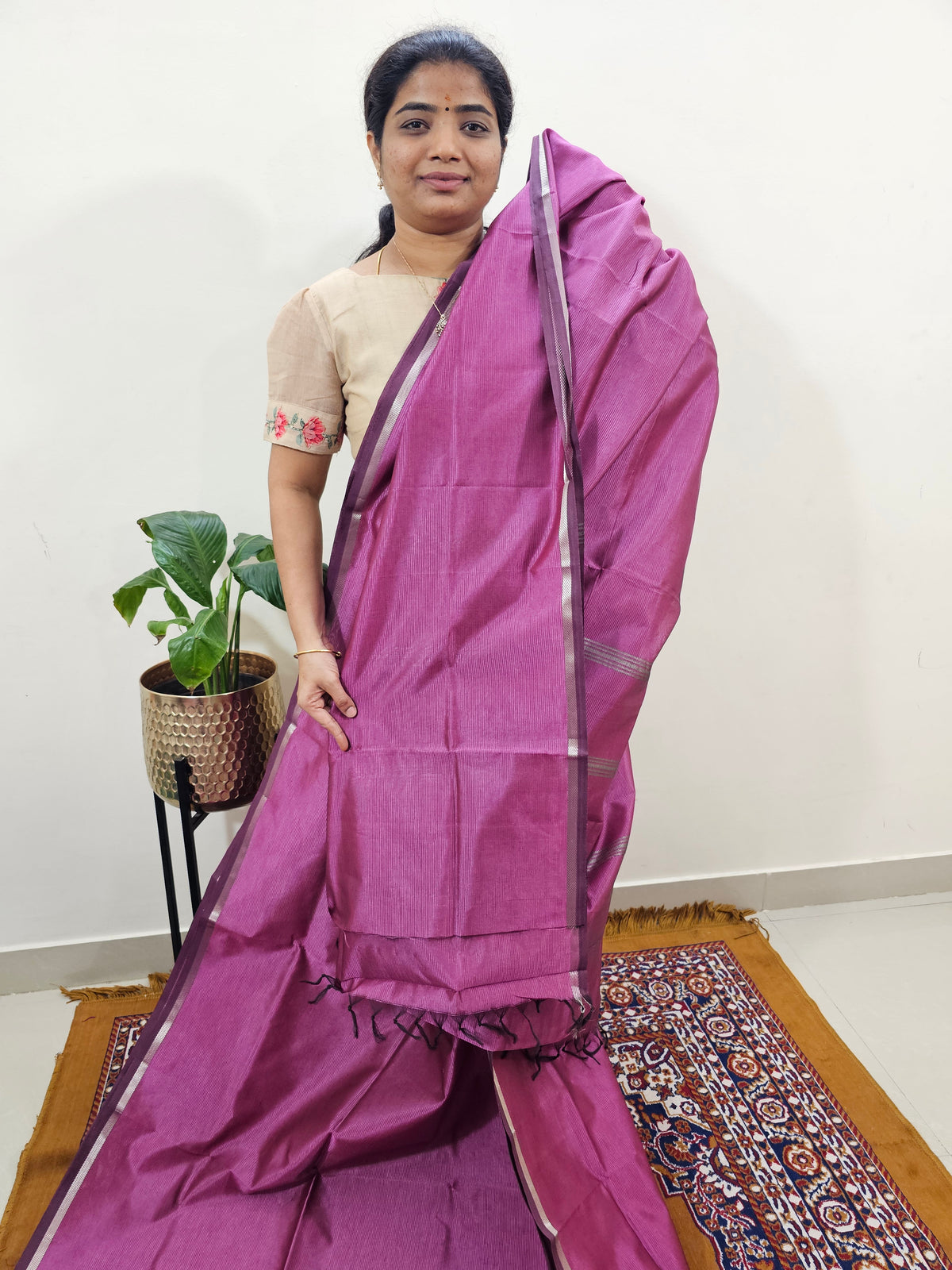 Mangalagiri Silk Cotton - Magenta Pink