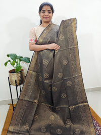 Bhagalpuri with Gold Zari Weaving Batik Print - Brown with Maroon