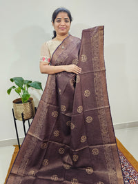 Bhagalpuri with Gold Zari Weaving Batik Print - Brown with Honey Brown