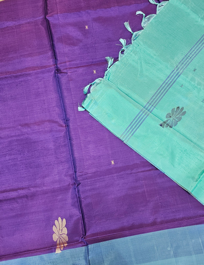 Chinnalampattu Saree- Purple with Sea Green