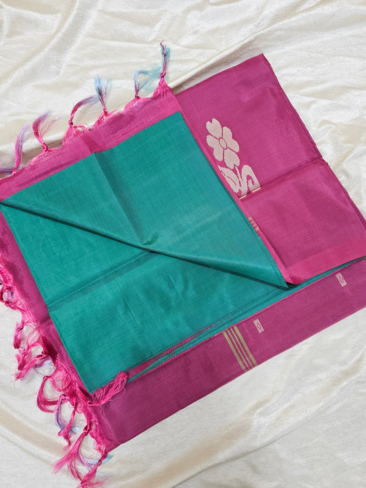 Chinnalampattu Saree- Green with Pink