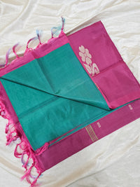 Chinnalampattu Saree- Green with Pink