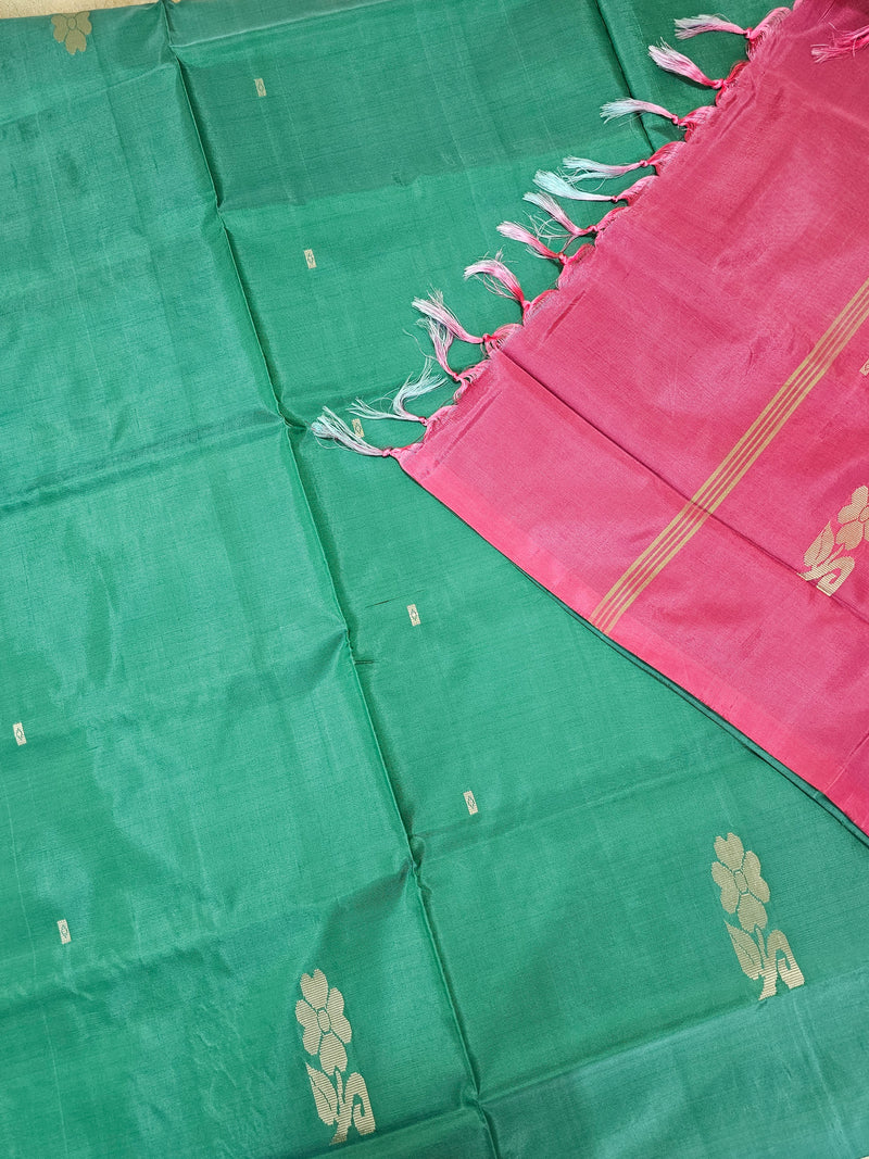 Chinnalampattu Saree- Green with Pink