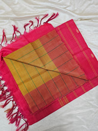 Chinnalampattu Saree- Mustard Yellow with Red