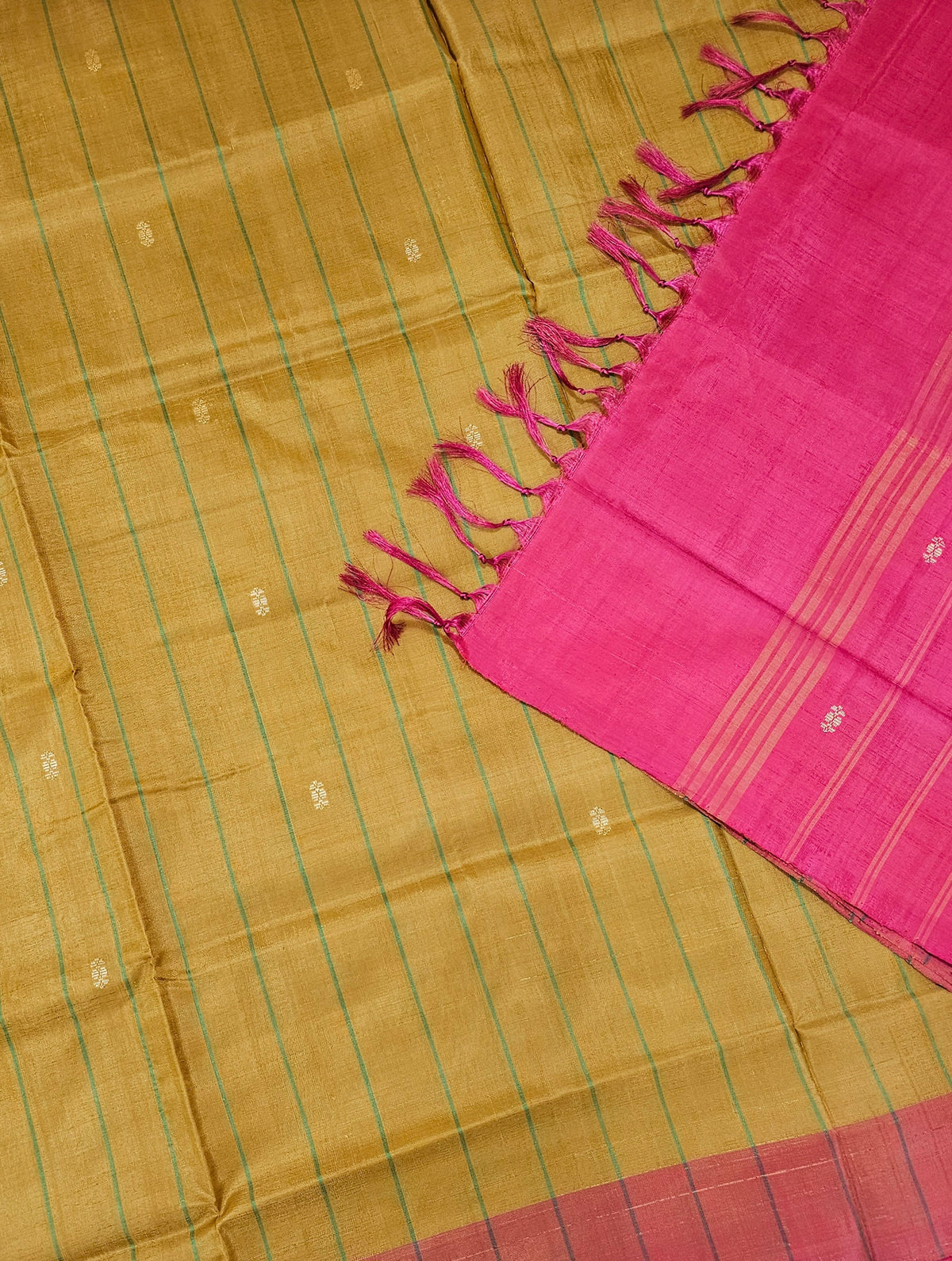 Chinnalampattu Saree- Mustard Yellow with Red