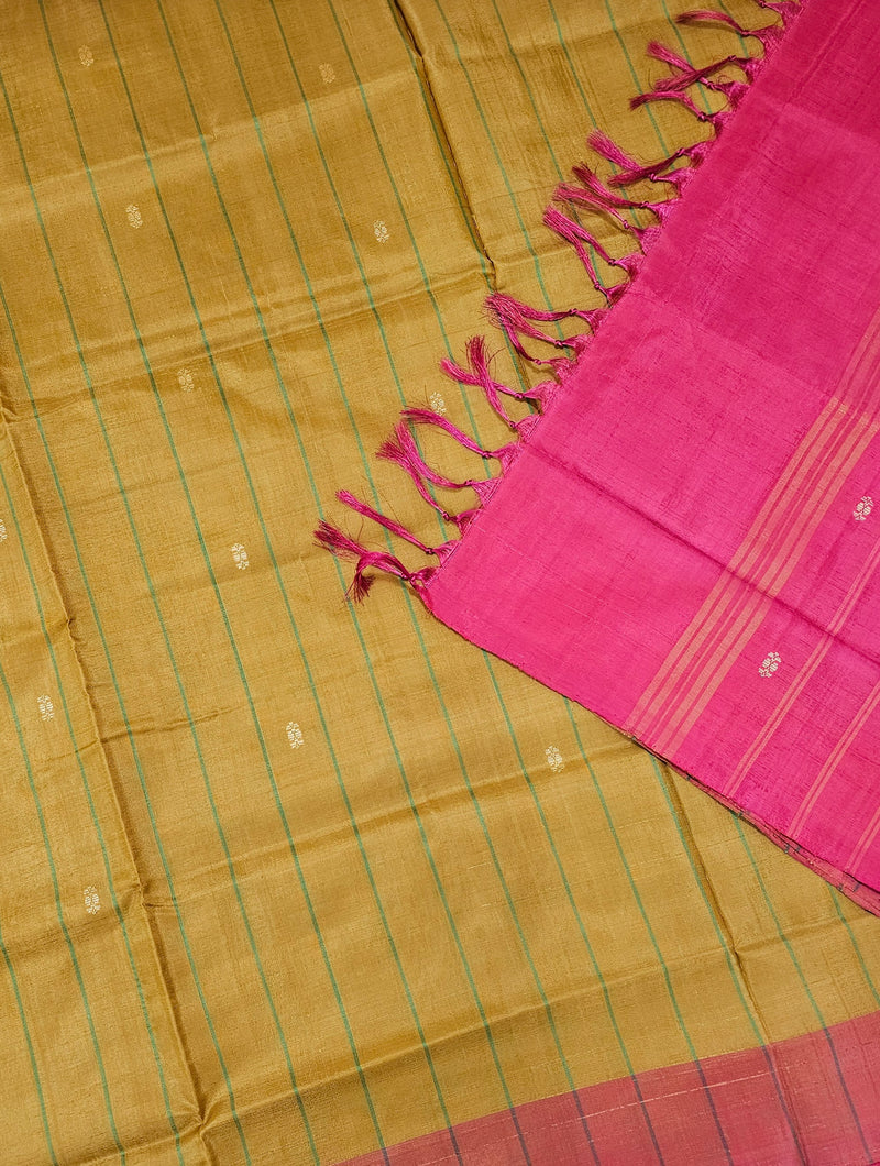 Chinnalampattu Saree- Mustard Yellow with Red