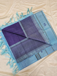 Chinnalampattu Saree- Dark Blue with Sky Blue