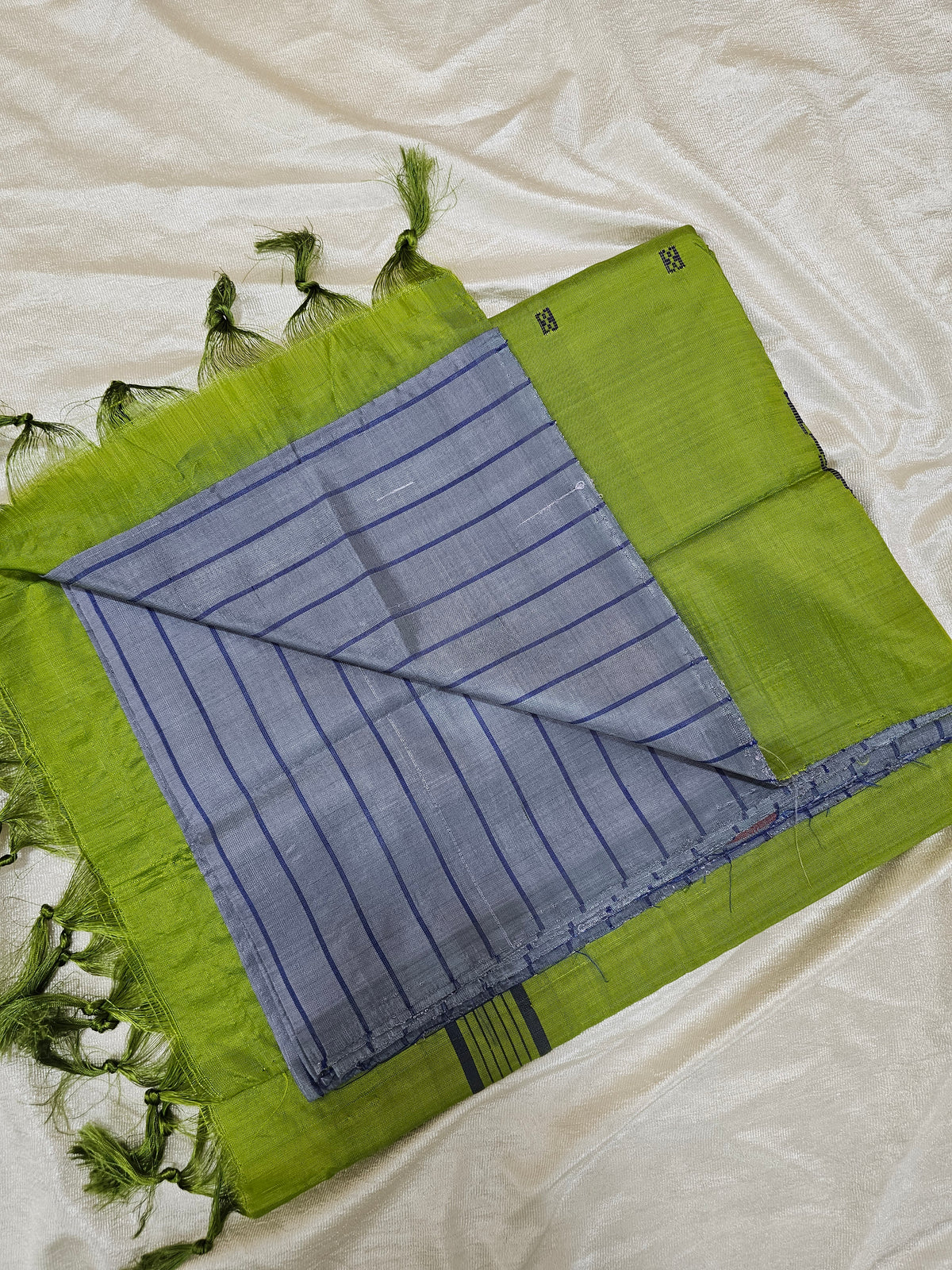 Chinnalampattu Saree - Grey with Green