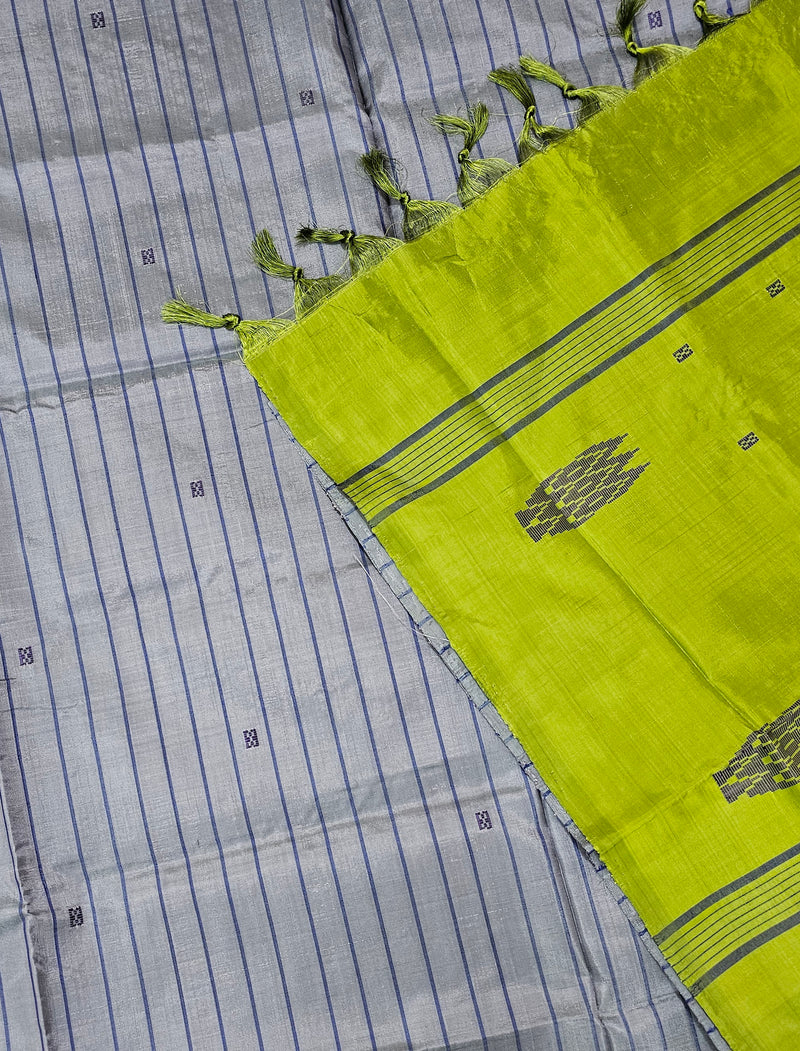 Chinnalampattu Saree - Grey with Green