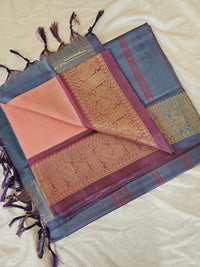 Chinnalampattu Border - Peach with Dual Shade Grey