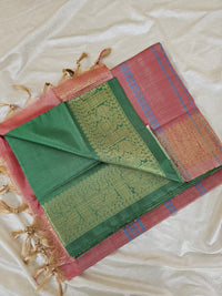 Chinnalampattu Border -  Green with Pink