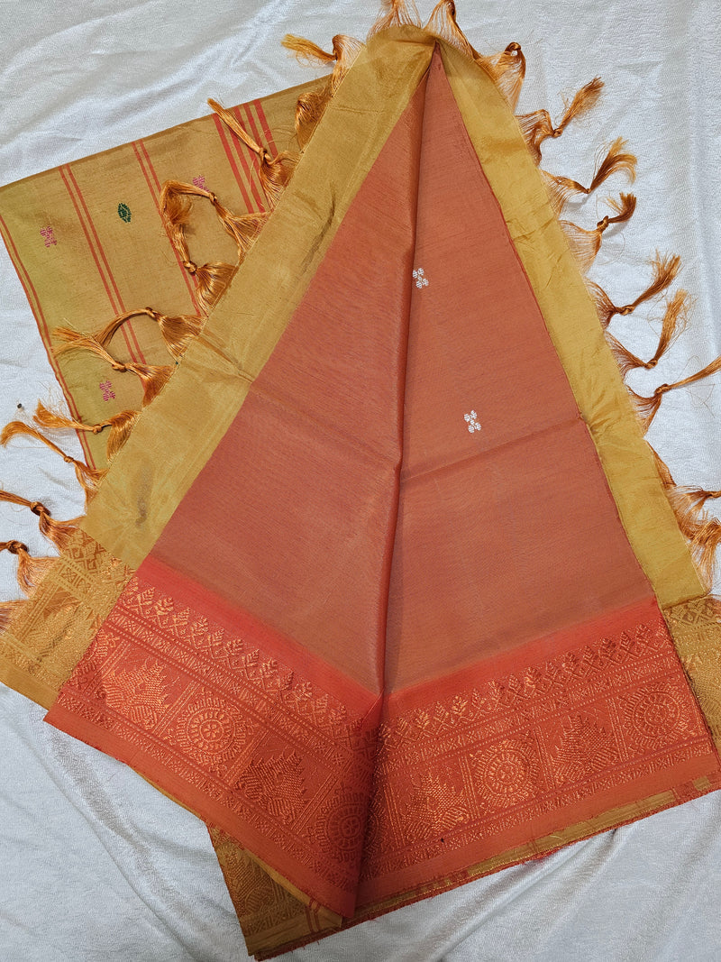 Chinnalampattu Border - Dual Shade Orange with Mustard Yellow