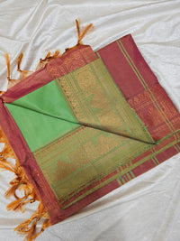 Chinnalampattu Border - Green with Dual Shade Orange