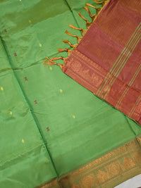 Chinnalampattu Border - Green with Dual Shade Orange