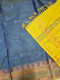 Chinnalampattu Border - Peacock Blue with Yellow