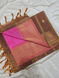 Chinnalampattu Border - Pink with Brown