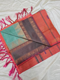 Chinnalampattu Border - Sea Green with Dual Shade Pink