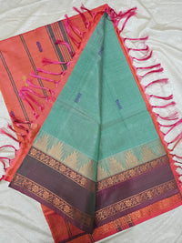 Chinnalampattu Border - Sea Green with Dual Shade Pink