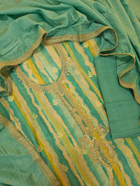 Modal Silk Unstitched Salwar Suit - Sea Blue