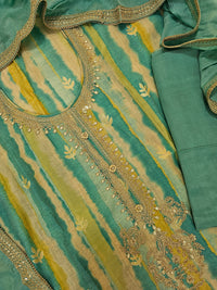 Modal Silk Unstitched Salwar Suit - Sea Blue