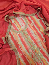 Modal Silk Unstitched Salwar Suit - Dark Peach