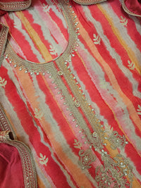 Modal Silk Unstitched Salwar Suit - Dark Peach