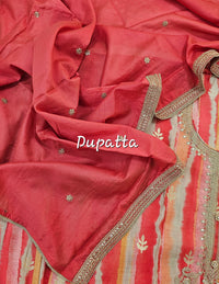 Modal Silk Unstitched Salwar Suit - Dark Peach