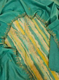 Modal Silk Unstitched Salwar Suit - Sea Blue