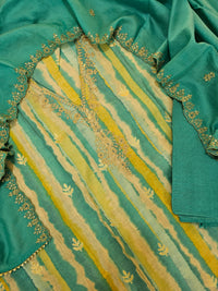 Modal Silk Unstitched Salwar Suit - Sea Blue