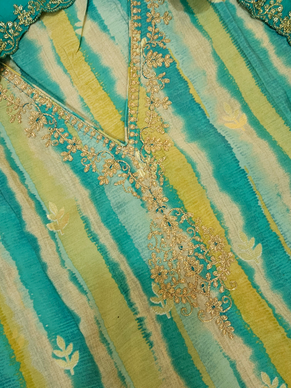 Modal Silk Unstitched Salwar Suit - Sea Blue