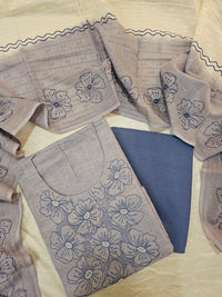 Pure Cotton with Emboridery Neck Pattern - Pastel Blue