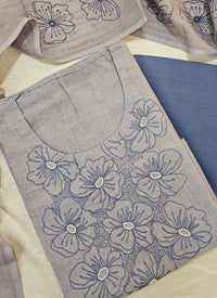 Pure Cotton with Emboridery Neck Pattern - Pastel Blue