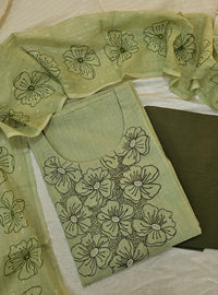 Pure Cotton with Emboridery Neck Pattern - Mint Green