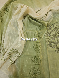Pure Cotton with Emboridery Neck Pattern - Mint Green