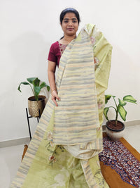 Semi Tussar with Pita Work - Mint Green