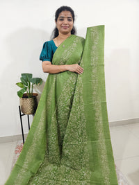 Bhagalpuri with Batik Print - Green with Grey