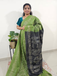 Bhagalpuri with Batik Print - Green with Grey