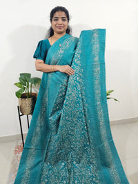 Bhagalpuri with Batik Print - Sea Green with Blue