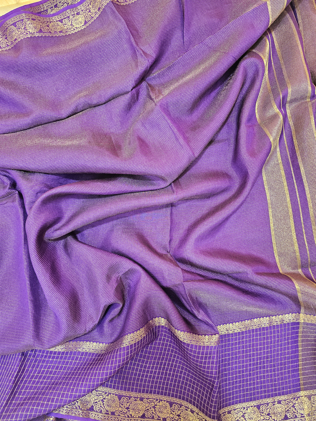 Semi Viscous Crepe Silk Saree - Purple