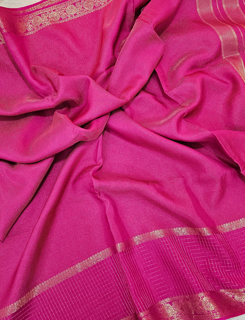 Semi Viscous Crepe Silk Saree - Pink