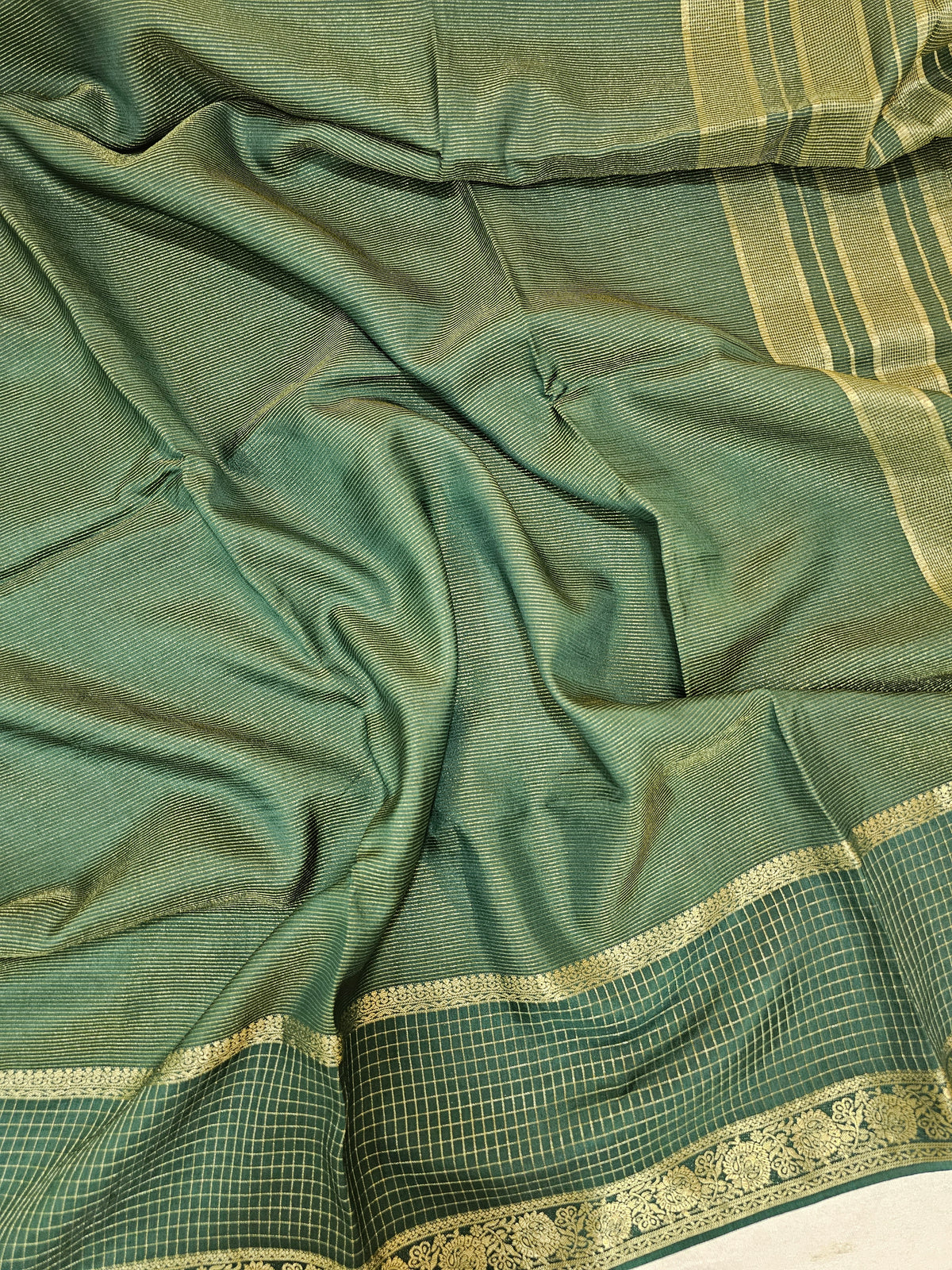 Semi Viscous Crepe Silk Saree - Dark Green