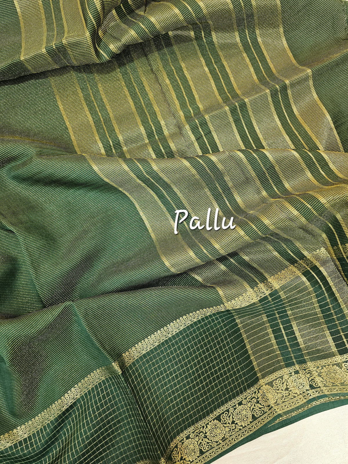 Semi Viscous Crepe Silk Saree - Dark Green