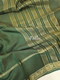 Semi Viscous Crepe Silk Saree - Dark Green