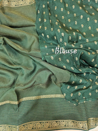 Semi Viscous Crepe Silk Saree - Dark Green