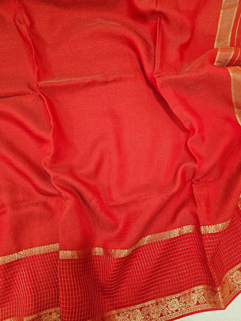 Semi Viscous Crepe Silk Saree - Red