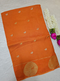 Semi Viscous Crepe Silk Saree -  Orange with Pink